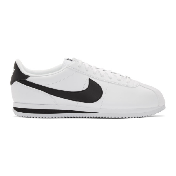 nike black and white leather shoes