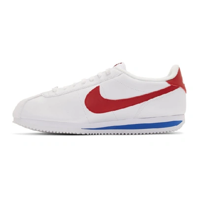 Shop Nike White & Red Cortez Basic Sneakers In White/varsity Red/royal Blue