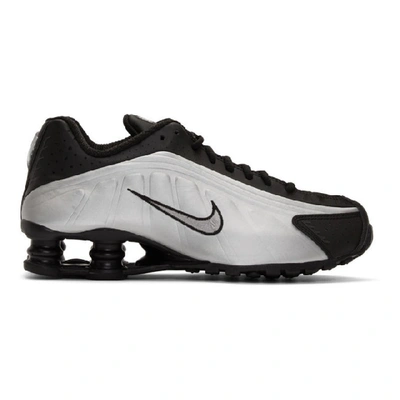 Shop Nike Black & Silver Shox R4 Sneakers In Black/silver