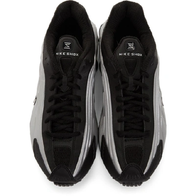 Shop Nike Black & Silver Shox R4 Sneakers In Black/silver