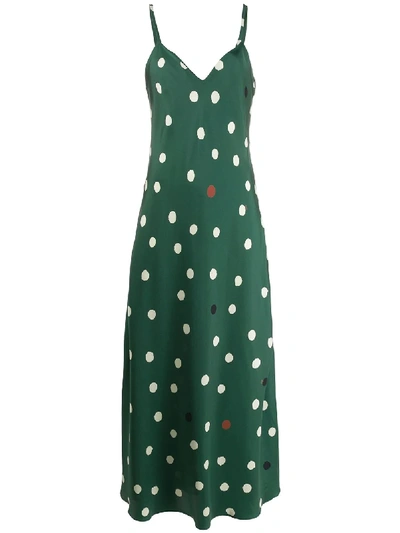 Shop Chinti & Parker Polka Dot Dress In Green