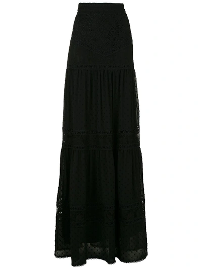 Shop Martha Medeiros Yana Lace Maxi Skirt In Black