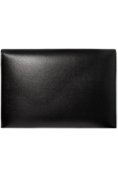 Shop Alexander Mcqueen Embellished Textured-leather Pouch In Black