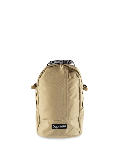 Shop Supreme Logo-patch Zipper-compartment Backpack In Neutrals