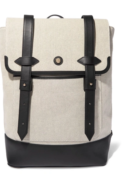 Shop Paravel Upland Leather-trimmed Canvas Backpack In Black