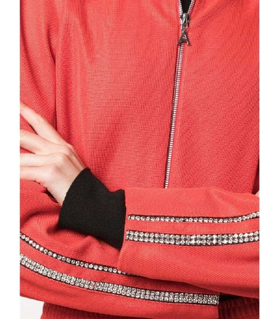 Shop Area Embellished Cropped Bomber Jacket In Red