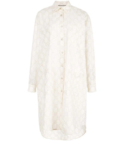 Shop Gucci Monogram Broderie Anglaise  Shirt In White