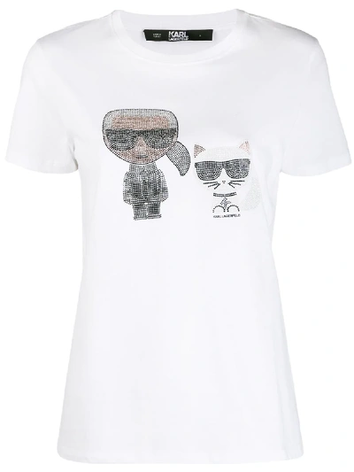 Shop Karl Lagerfeld Ikonik T-shirt In White