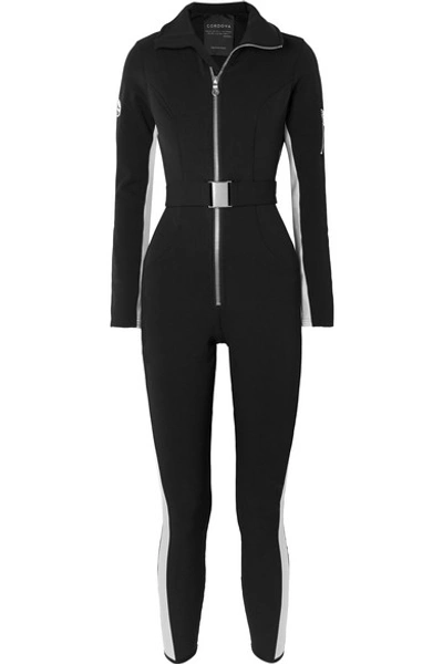 Cordova Signature In The Boot Belted Striped Ski Suit In Black