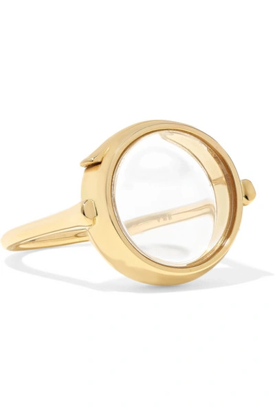 Shop Loquet 14-karat Gold And Sapphire Crystal Locket Ring