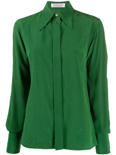 Shop Victoria Beckham Pointed Collar Shirt In Green