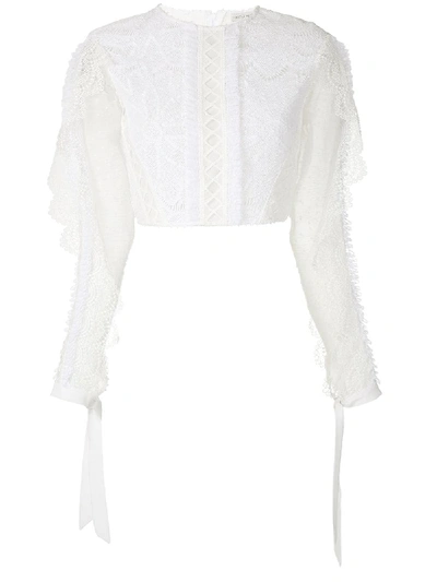 Shop Martha Medeiros Ariella Ruffle Appliqué Blouse In White