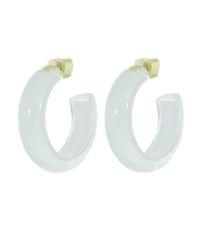 Shop Alison Lou Small White Loucite Jelly Hoops In Ylwgold