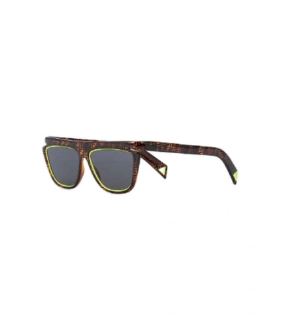 Shop Fendi Logo Tortoiseshell Square Sunglasses In Multicolor