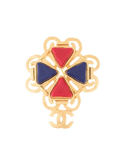 Pre-owned Chanel 1995 Spring Cc Brooch In Gold