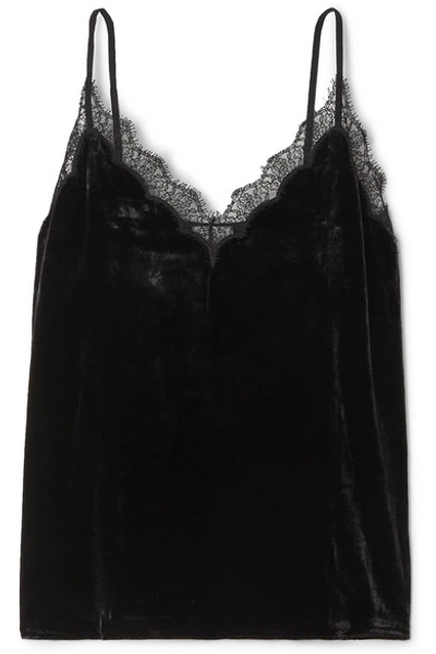 Shop Cami Nyc The Zosia Lace-trimmed Velvet Camisole In Black