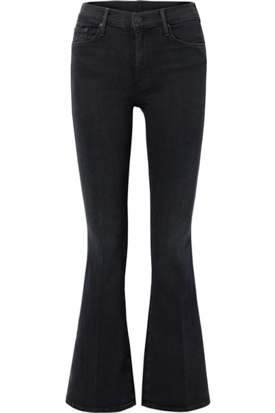 Shop Mother The Weekender High-rise Flared Jeans In Black