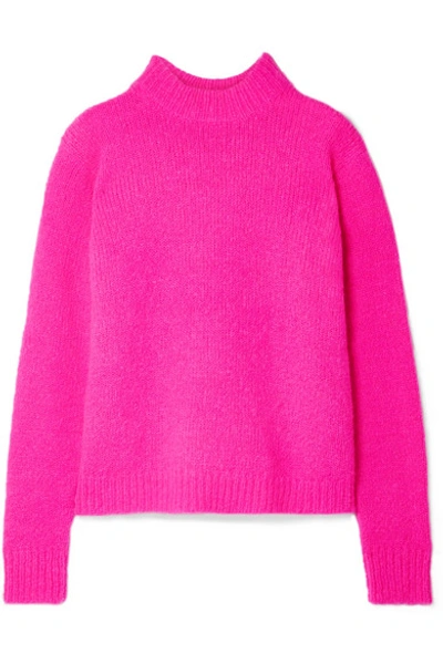 Shop Tibi Cozette Neon Alpaca-blend Sweater In Fuchsia