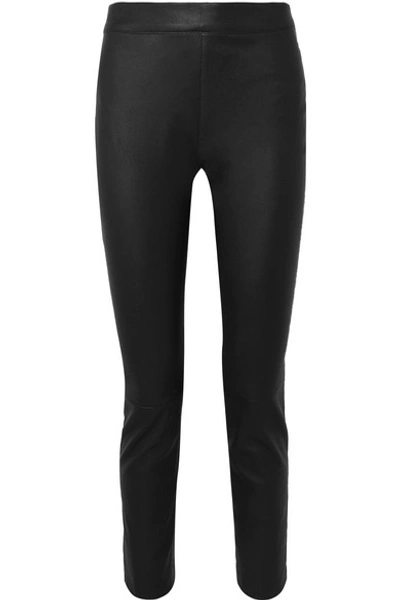 Shop Diane Von Furstenberg Claudia Leather Slim-leg Pants In Black