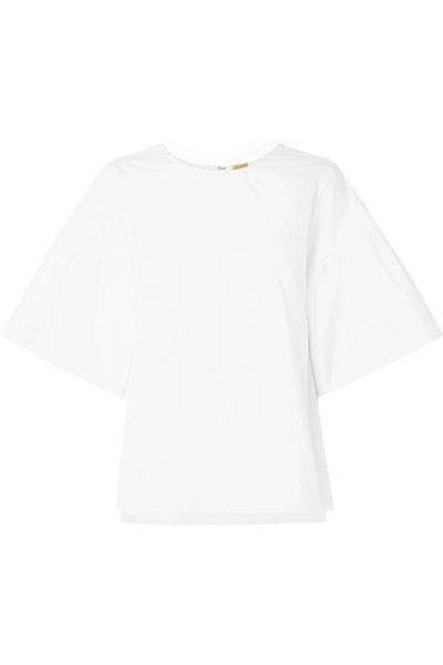 Shop Adam Lippes Cotton-poplin Top In White