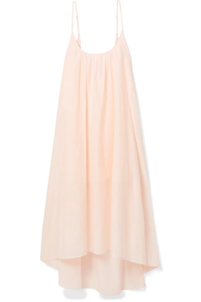 Shop Pour Les Femmes Asymmetric Cotton And Silk-blend Nightdress In Pastel Pink