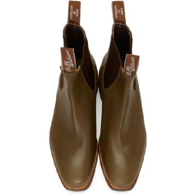 Shop R.m.williams R.m. Williams Khaki Yearling Comfort Craftsman Chelsea Boots In Olive