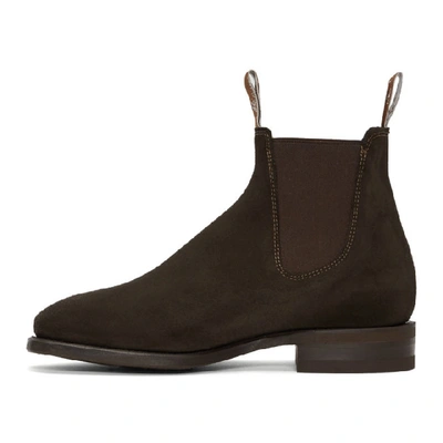 Shop R.m.williams R.m. Williams Brown Suede Comfort Craftsman Chelsea Boots In Chocolate