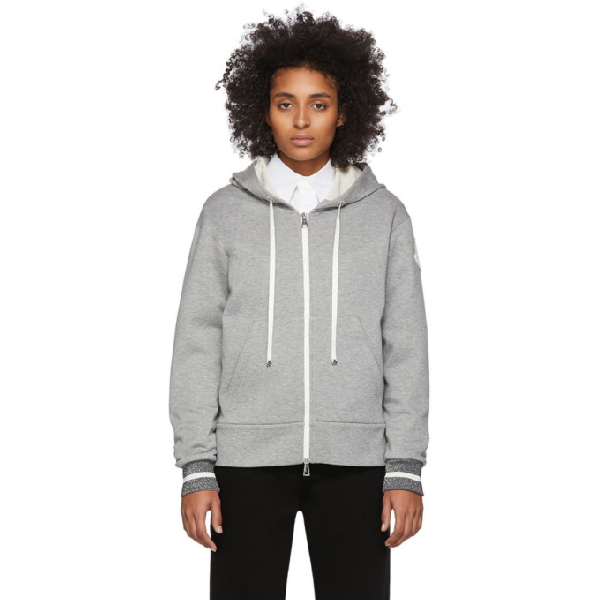 moncler zip hoodie grey
