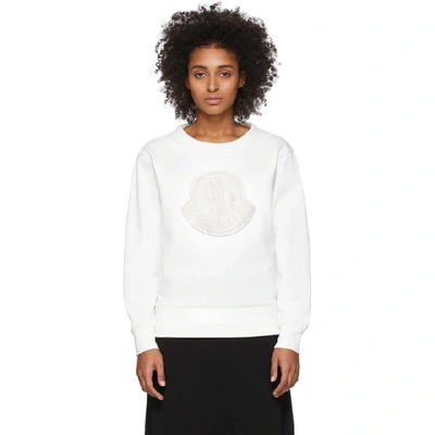 Shop Moncler White Logo Sweatshirt In 032 White