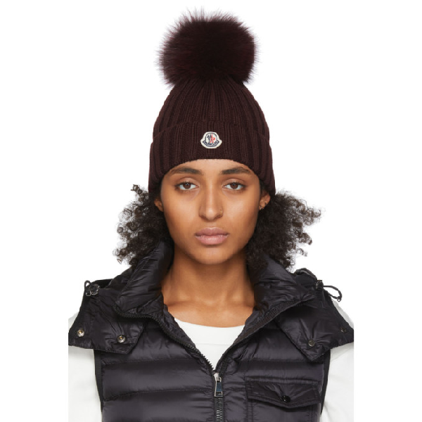 moncler knit hat with fur pom pom