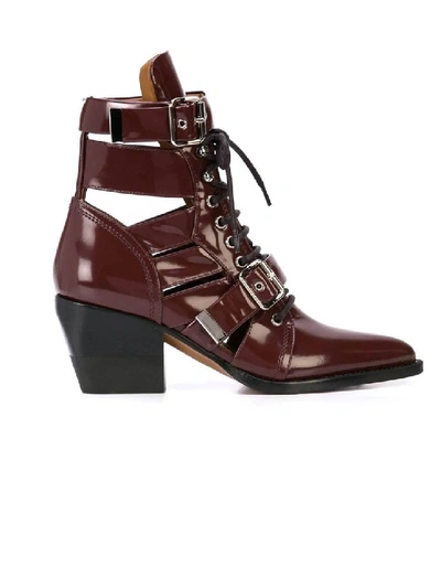 Shop Chloé Red Women's Red Rylee Ankle Boots In Black