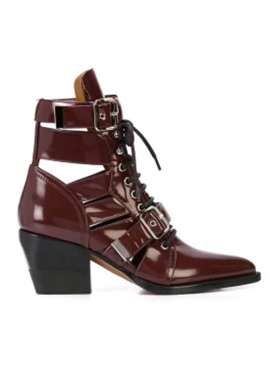 Shop Chloé Red Women's Red Rylee Ankle Boots In Black