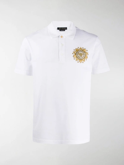 Shop Versace Medusa Head Motif Polo Shirt In White