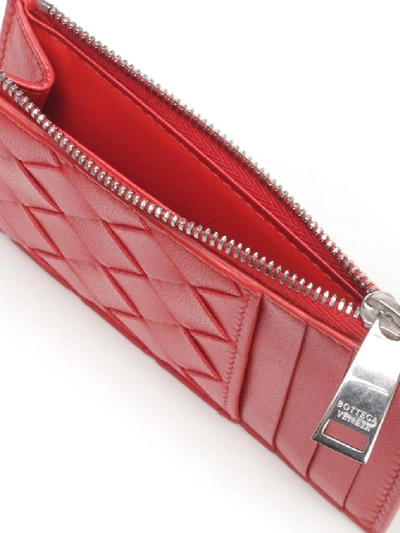 Shop Bottega Veneta Zipped Cardholder In Red