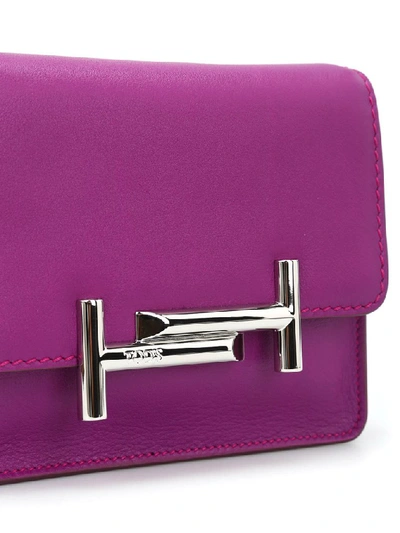 Shop Tod's Double T Leather Crossbody Bag In Viola