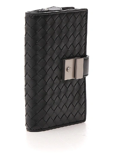 Shop Bottega Veneta Woven Clasp Wallet In Black