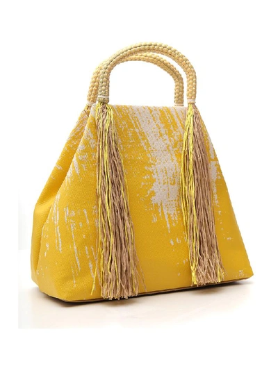 Shop Issey Miyake Tassle Tote Bag In Yellow