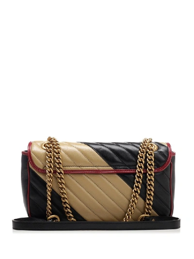 Shop Gucci Gg Marmont Quilted Stripe Shoulder Bag In Multi