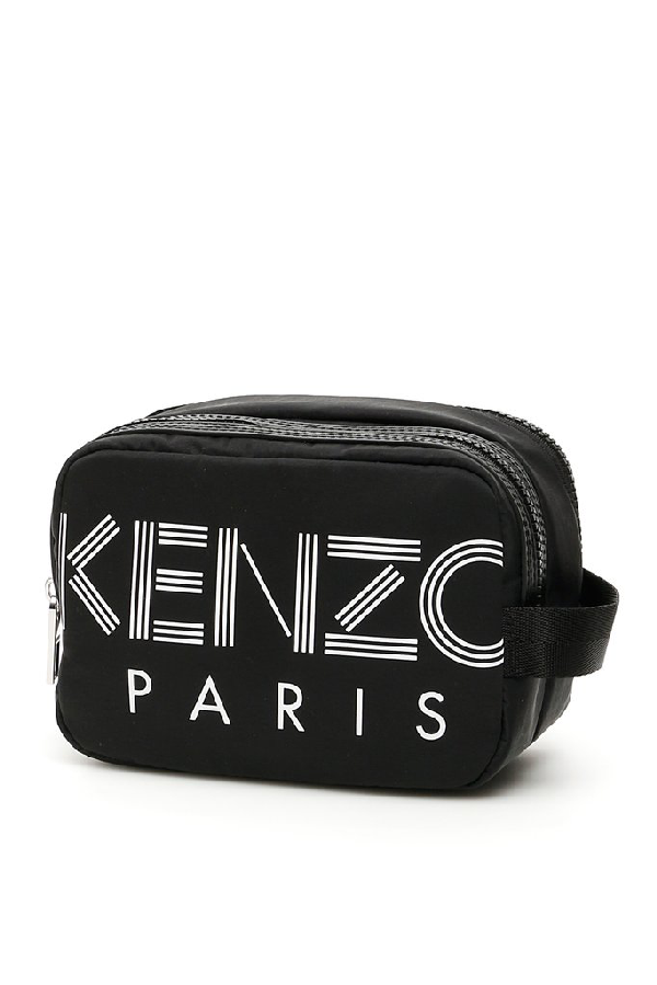 Kenzo Logo Print Toiletry Bag In Black 