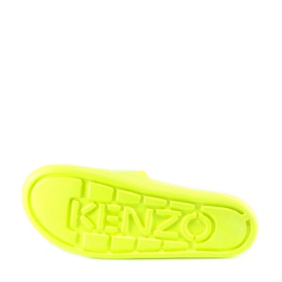 Shop Kenzo Tiger Pool Mules In Yellow