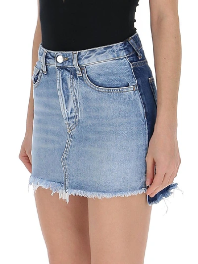 Shop Marcelo Burlon County Of Milan Mini Denim Skirt In Blue