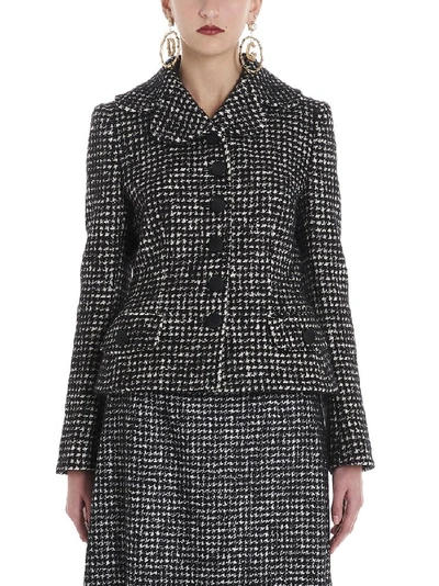 Shop Dolce & Gabbana Fitted Houndstooth Tweed Jacket In Multi