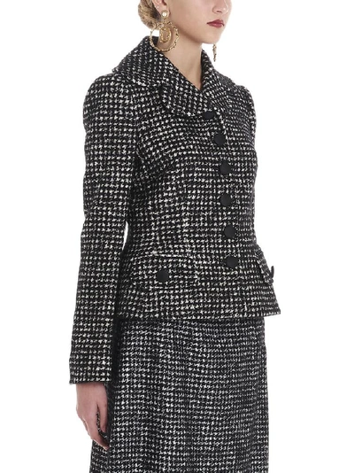 Shop Dolce & Gabbana Fitted Houndstooth Tweed Jacket In Multi