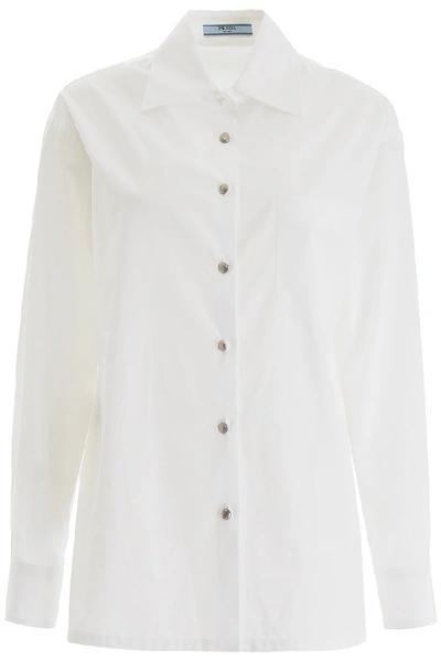 Shop Prada Oversized Buttoned Shirt In White