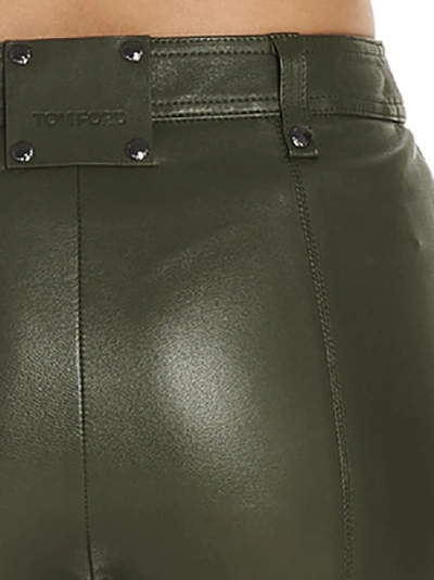 Shop Tom Ford Classic Leather Skinny Fit Trousers In Green