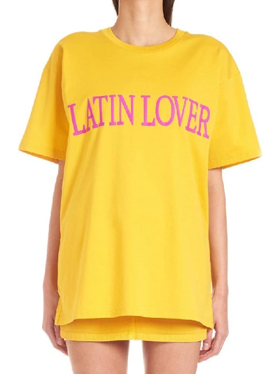 Shop Alberta Ferretti Slogan Print T In Yellow