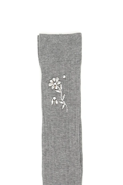 Shop Prada Crystal Embellished Socks In Grey