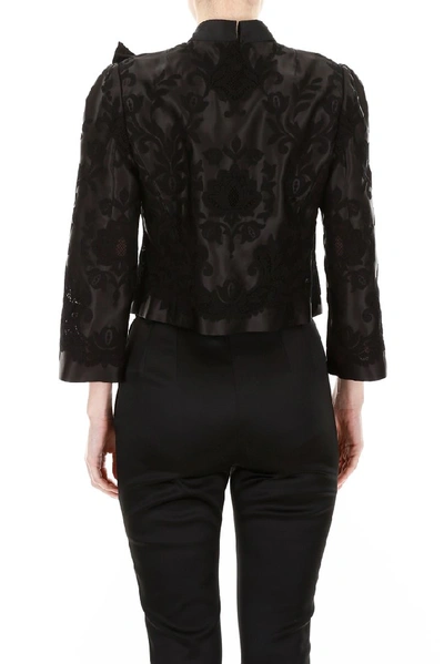 Shop Dolce & Gabbana Lace Detail Cropped Jacket In Black