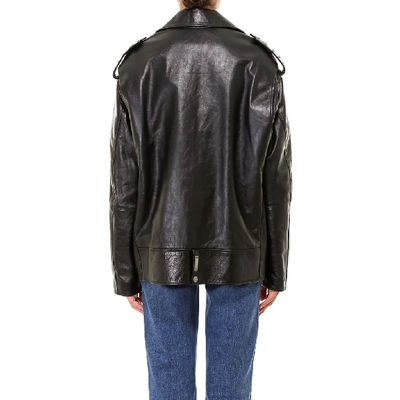 Shop Saint Laurent Oversized Biker Jacket In Black