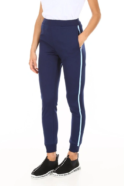 Shop Prada Side Stripe Track Pants In Blue